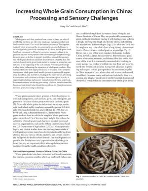 Increasing Whole Grain Consumption in China: Processing and Sensory Challenges