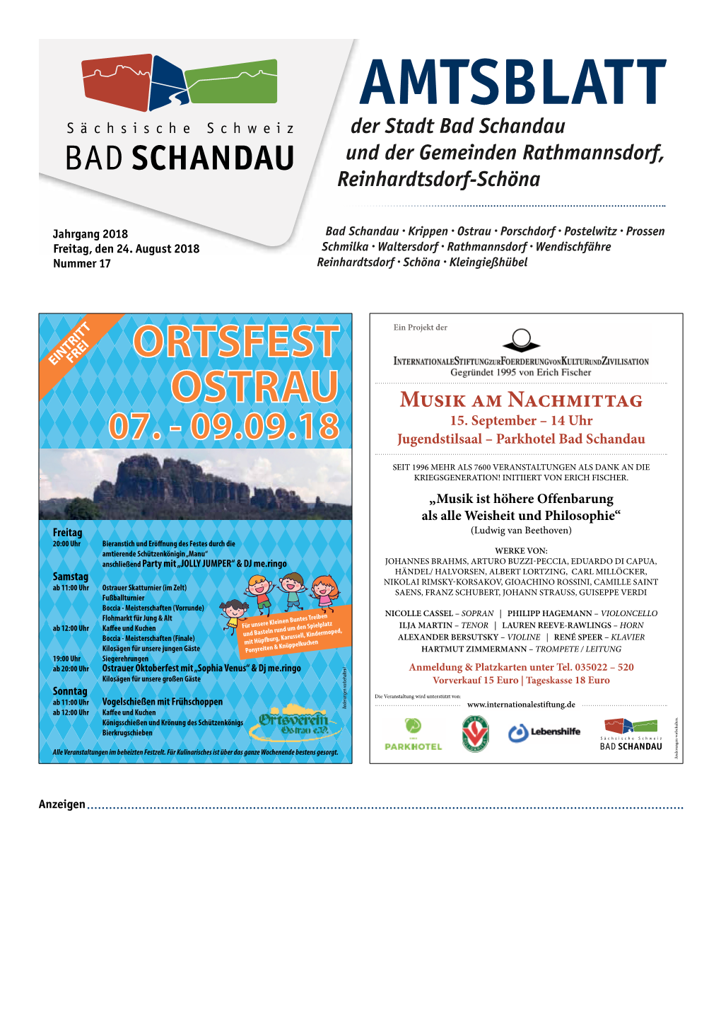 Amtsblatt Der Stadt Bad Schandau Und Der Gemeinden Rathmannsdorf, Reinhardtsdorf-Schöna