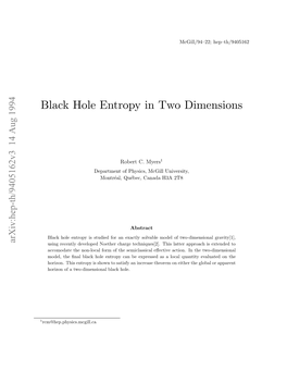Black Hole Entropy in Two Dimensions