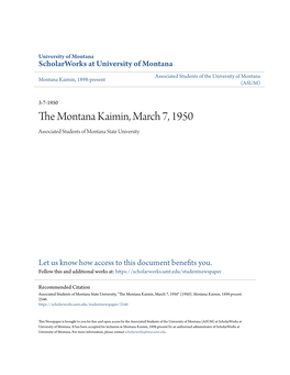 The Montana Kaimin, March 7, 1950
