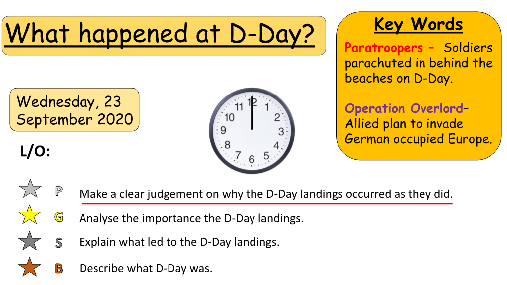 What Happened at D-Day? Key Words Paratroopers – Soldiers Parachuted in Behind the Beaches on D-Day