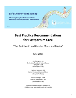 Best Practice Recommendations for Postpartum Care