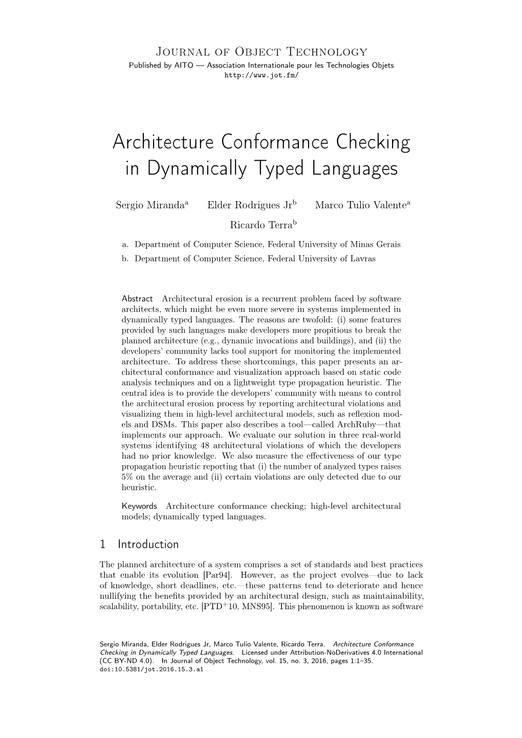 Architecture Conformance Checking in Dynamically Typed Languages