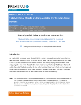 Total Artificial Hearts and Implantable Ventricular Assist Device, 7.03.11