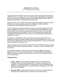 TIMELINE of ACTIONS 128Th AIR REFUELING WING