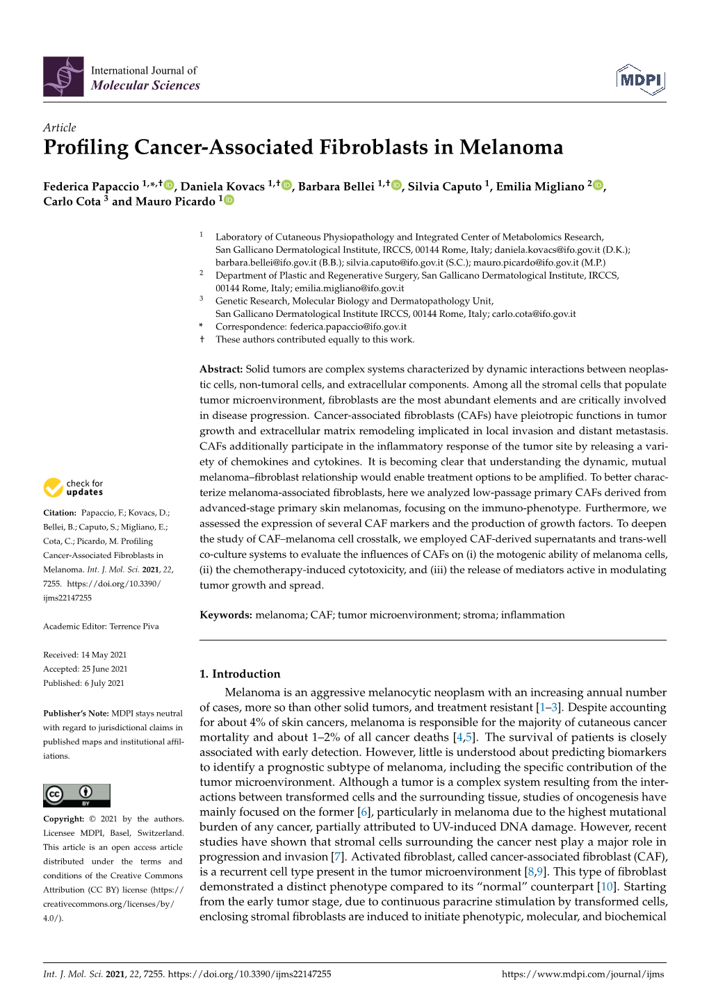 Profiling Cancer-Associated Fibroblasts in Melanoma