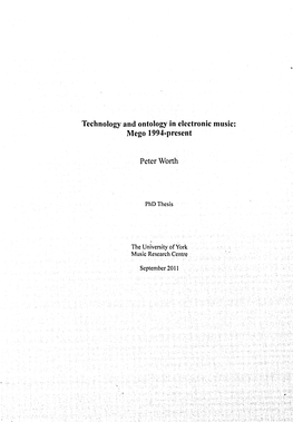 Technology and Ontology in Electronic Music Mego 1994-Present
