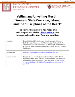 Veiling and Unveiling Muslim Women: State Coercion, Islam, and the "Disciplines of the Heart"