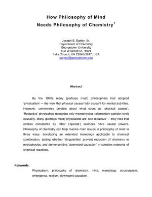 How Philosophy of Mind Needs Philosophy of Chemistry1