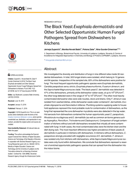 The Black Yeast Exophiala Dermatitidis and Other Selected Opportunistic Human Fungal Pathogens Spread from Dishwashers to Kitchens
