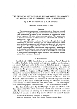 The Chemical Mechanism of the Oxidative Deamination of Amino Acids by Catechol and Polyphenolase