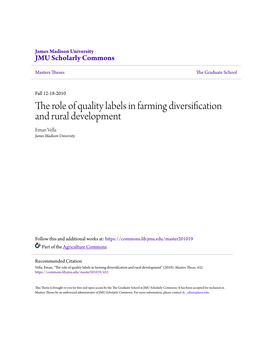 The Role of Quality Labels in Farming Diversification and Rural Development
