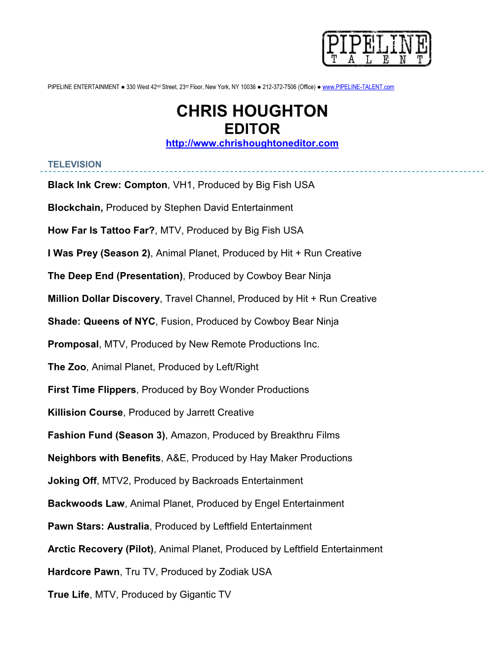 Chris Houghton Editor
