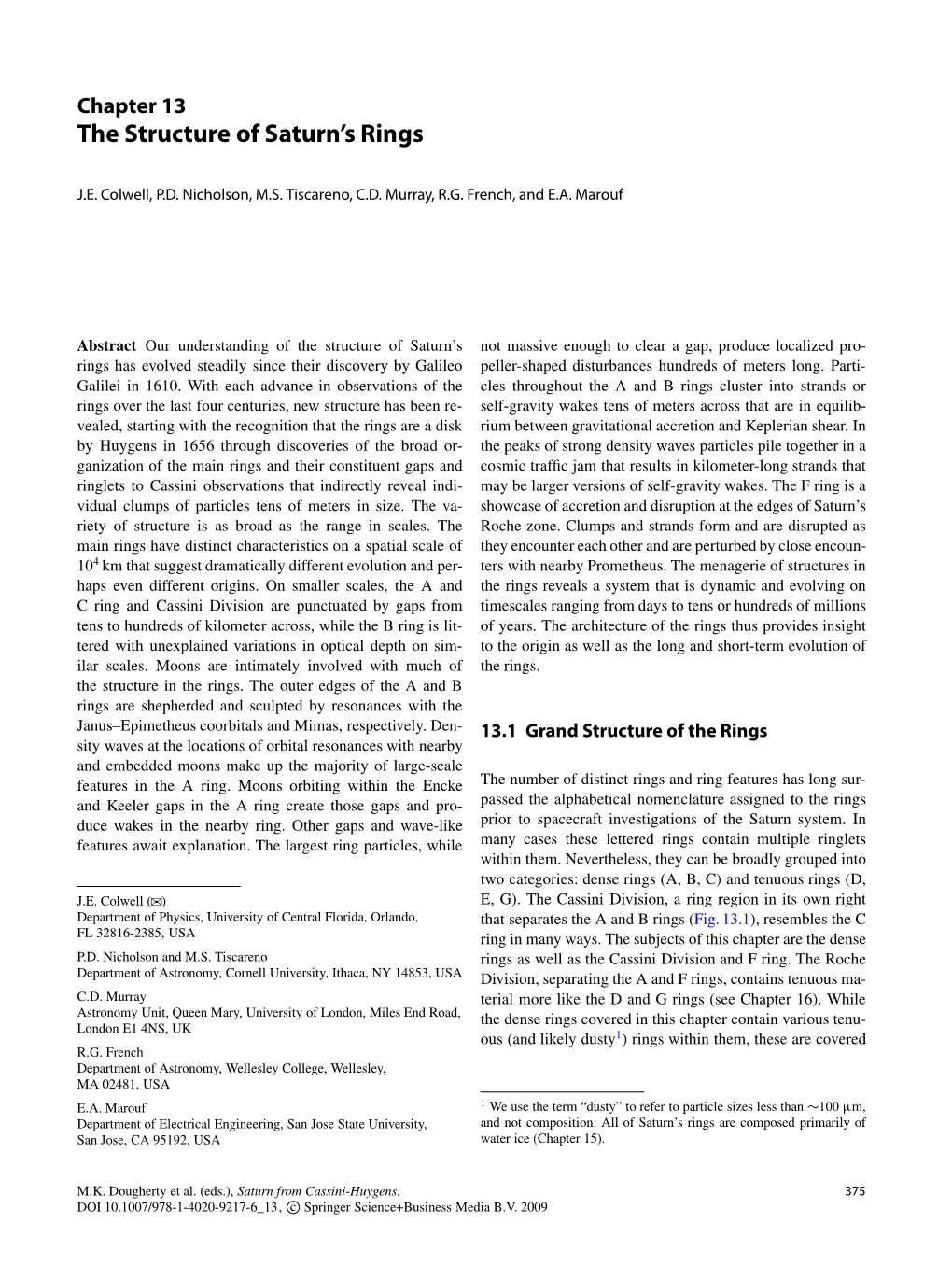 Chapter 13 the Structure of Saturn’S Rings