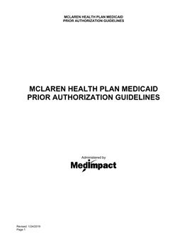 Mclaren Health Plan Medicaid Prior Authorization Guidelines