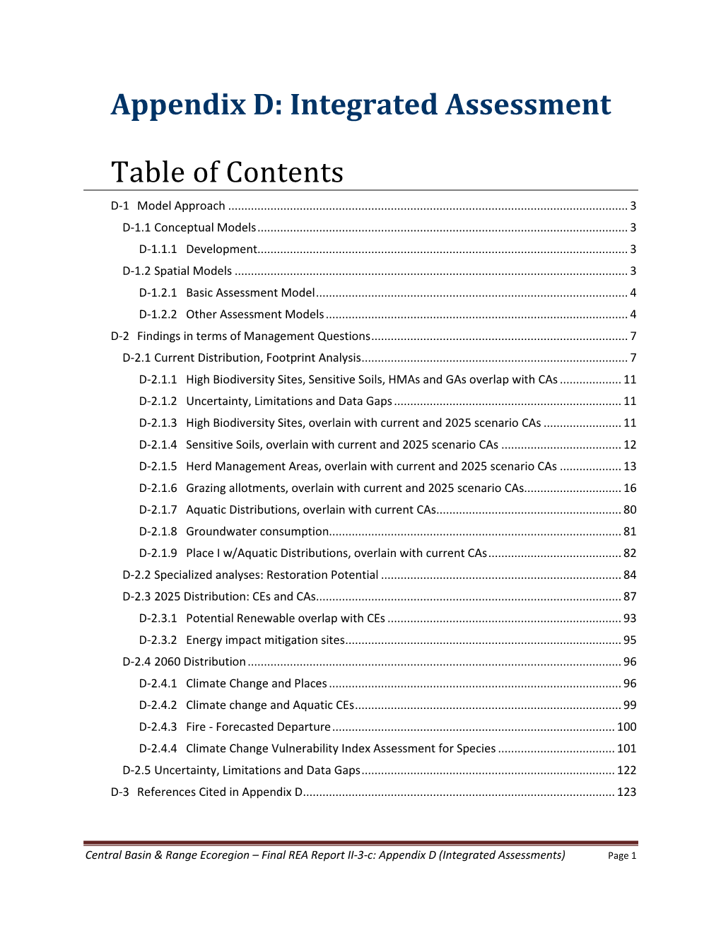 Appendix D: Integrated Assessments