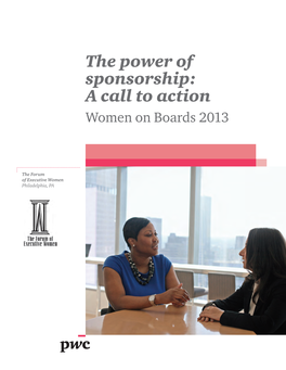The Power of Sponsorship: a Call to Action Women on Boards 2013