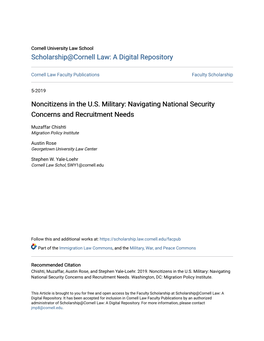 Noncitizens in the U.S. Military: Navigating National Security Concerns and Recruitment Needs
