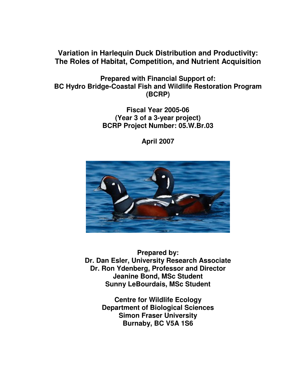 Variation in Harlequin Duck Distribution and Productivity: the Roles of Habitat, Competition, and Nutrient Acquisition