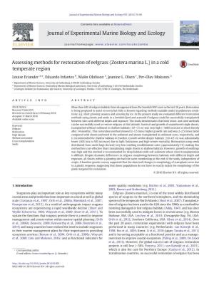 Assessing Methods for Restoration of Eelgrass (Zostera Marina L.) in a Cold Temperate Region