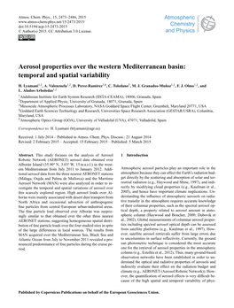 Aerosol Properties Over the Western Mediterranean Basin: Temporal and Spatial Variability