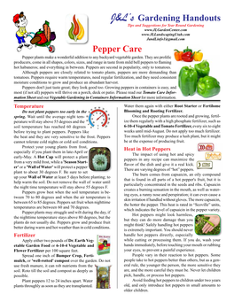 Pepper Care J&L's Gardening Handouts