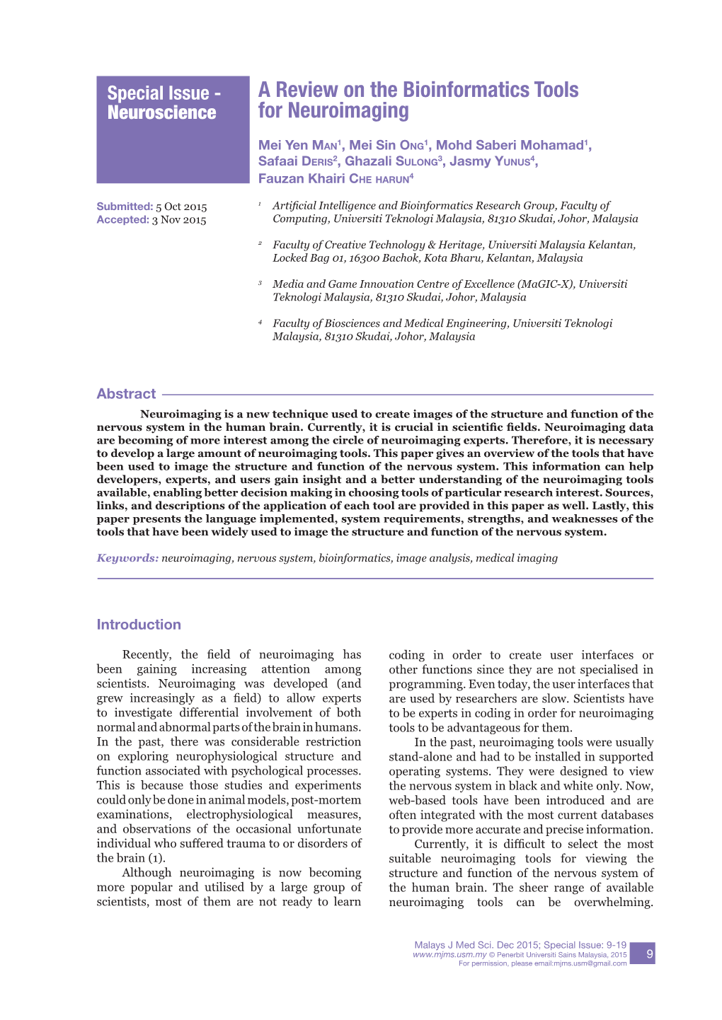 A Review on the Bioinformatics Tools for Neuroimaging