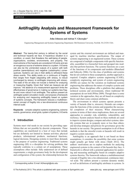 Antifragility Analysis and Measurement Framework for Systems of Systems