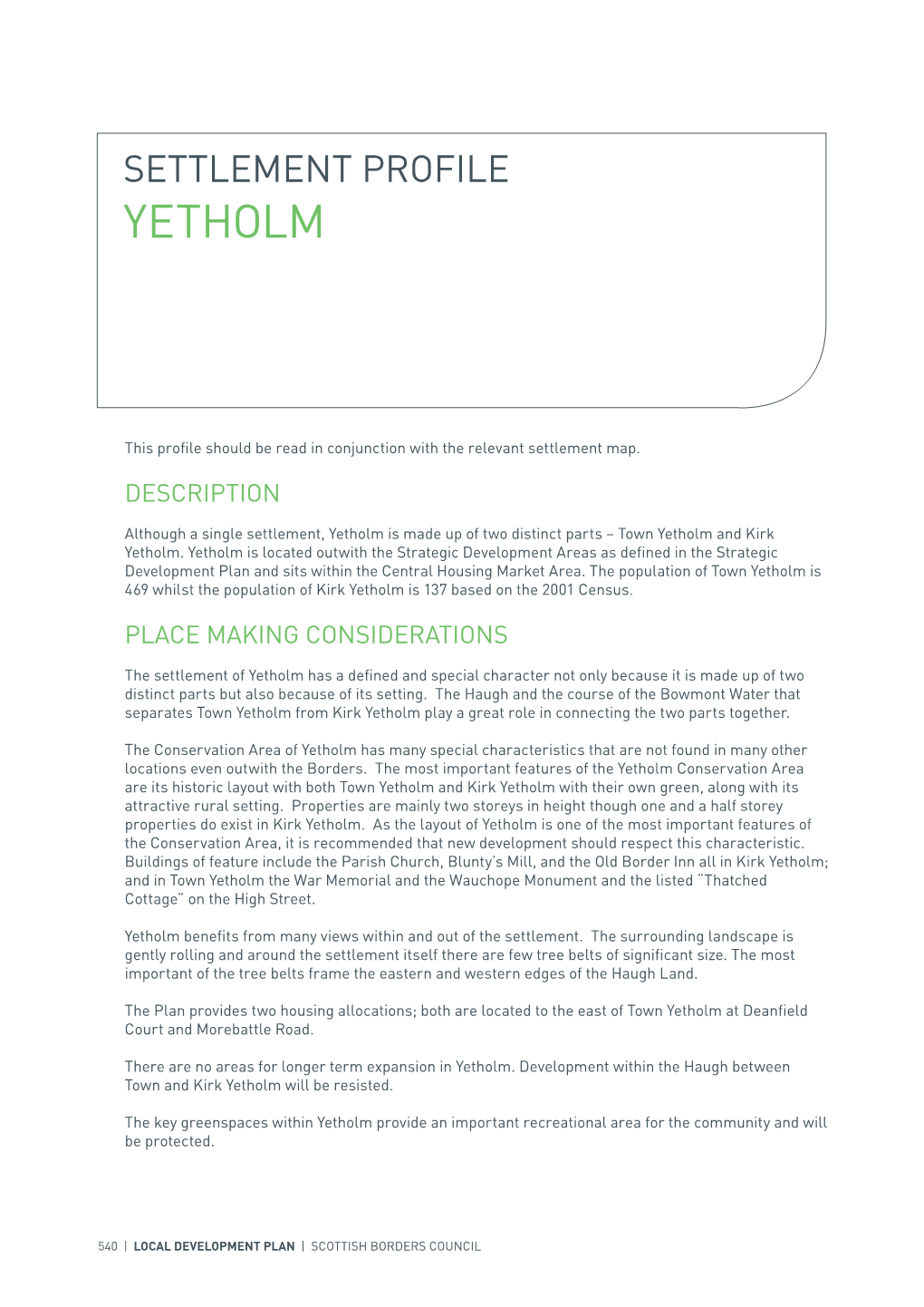 Settlement Profile Yetholm