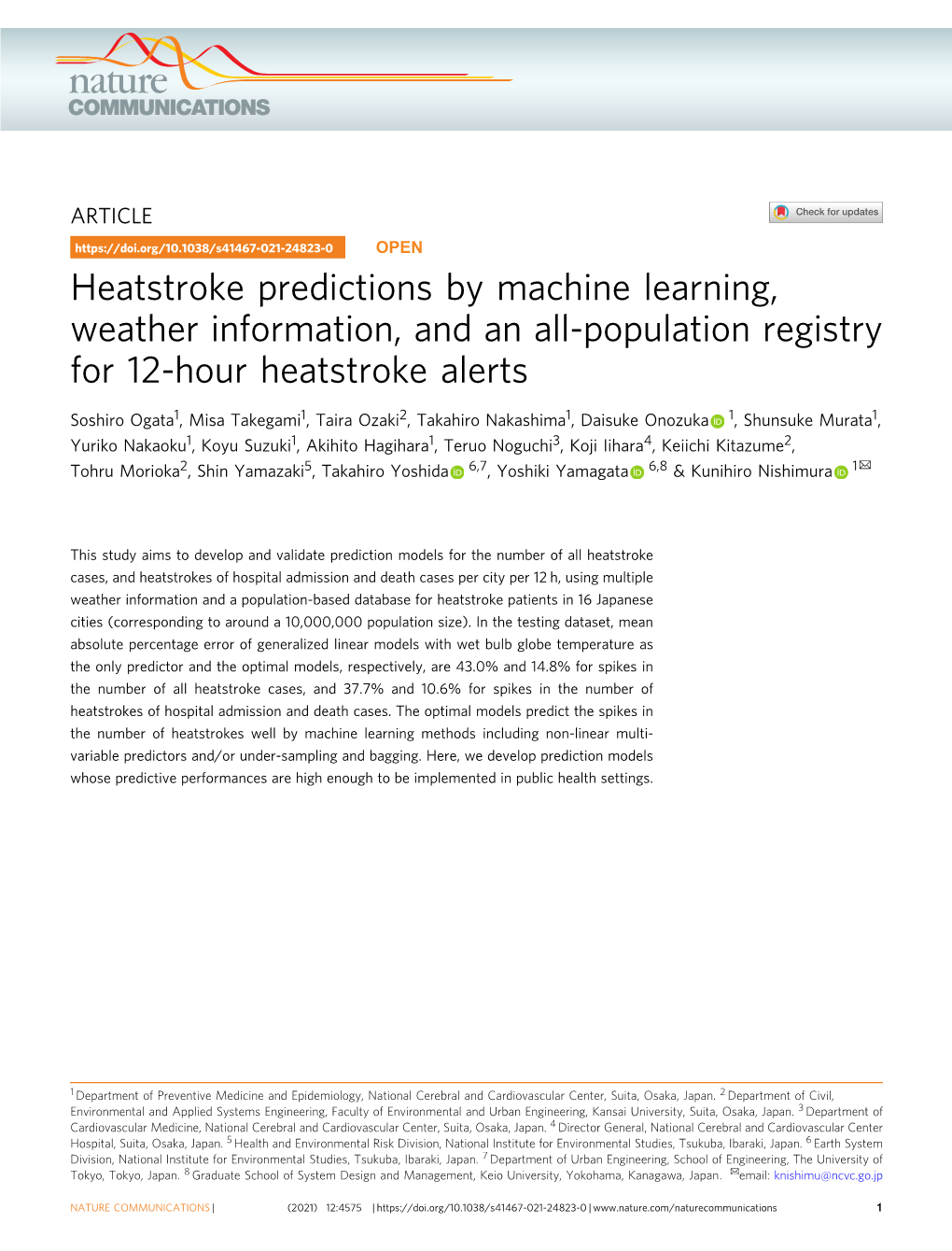 Heatstroke Predictions by Machine Learning, Weather Information, and an All-Population Registry for 12-Hour Heatstroke Alerts