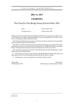 2001 No. 4017 CHARITIES the Charities (The Bridge House Estates)