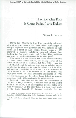 The Ku Klux Klan in Grand Forks, North Dakota
