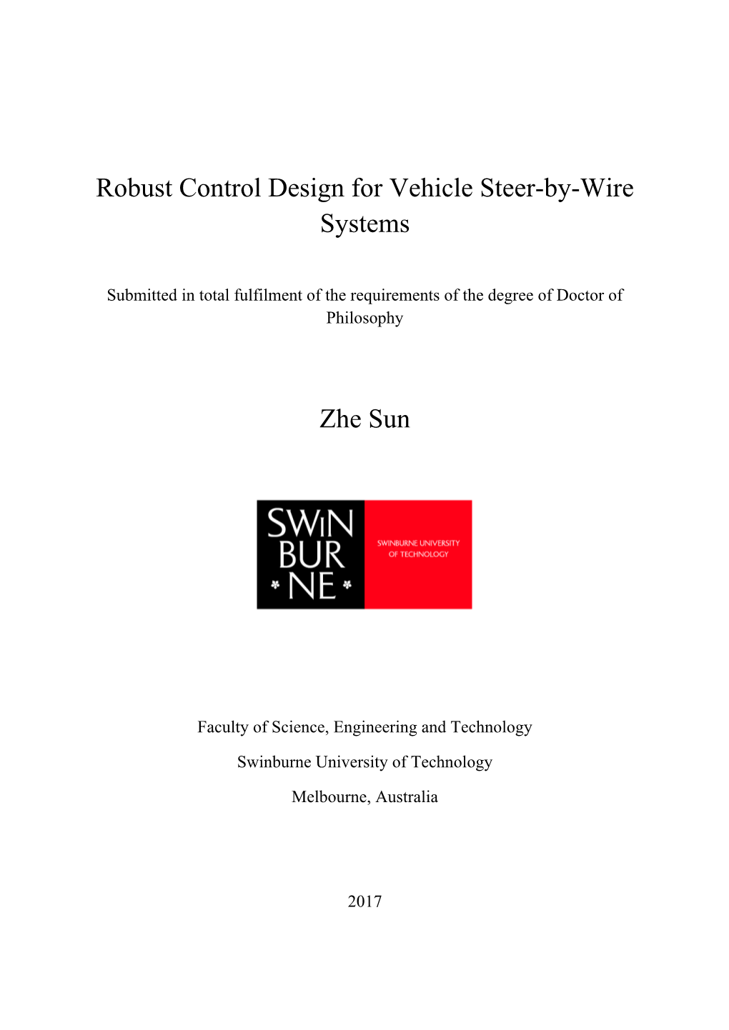 Robust Control Design for Vehicle Steer-By-Wire Systems