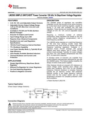 LM2595 SIMPLE SWITCHER Power Converter 150 Khz 1A Step