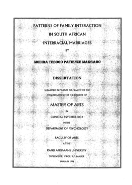 Patterns of Family Interaction in South African Interracial Marriages