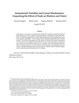 Instrumental Variables and Causal Mechanisms: Unpacking the Effect of Trade on Workers and Voters∗
