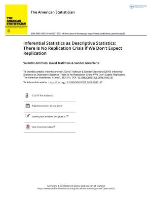 Inferential Statistics As Descriptive Statistics: There Is No Replication Crisis If We Don’T Expect Replication
