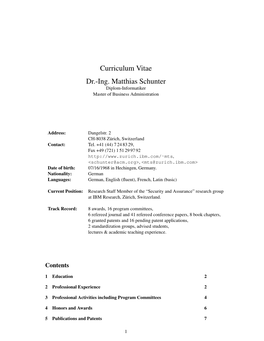 CV of Dr. Matthias Schunter