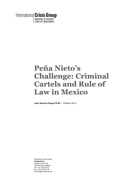 Peña Nieto's Challenge: Criminal Cartels and Rule of Law in Mexico