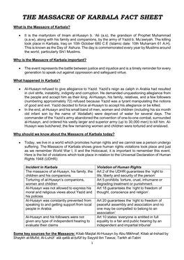 The Massacre of Karbala Fact Sheet