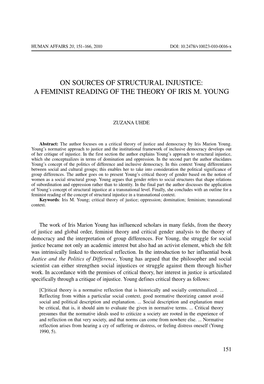 On Sources of Structural Injustice: a Feminist Reading of the Theory of Iris M