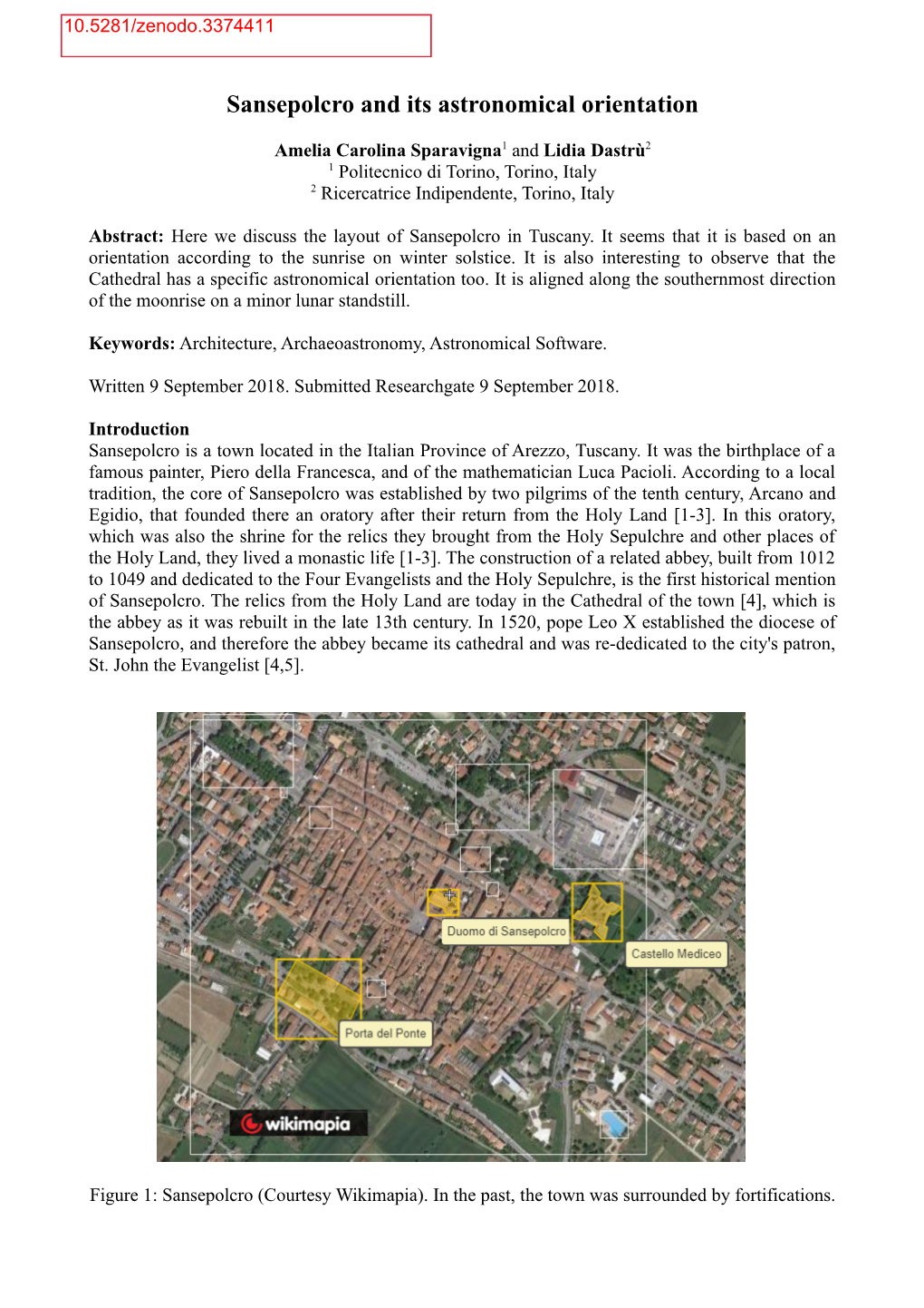 Sansepolcro and Its Astronomical Orientation