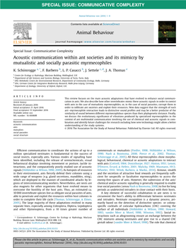 Acoustic Communication Within Ant Societies and Its Mimicry by Mutualistic and Socially Parasitic Myrmecophiles