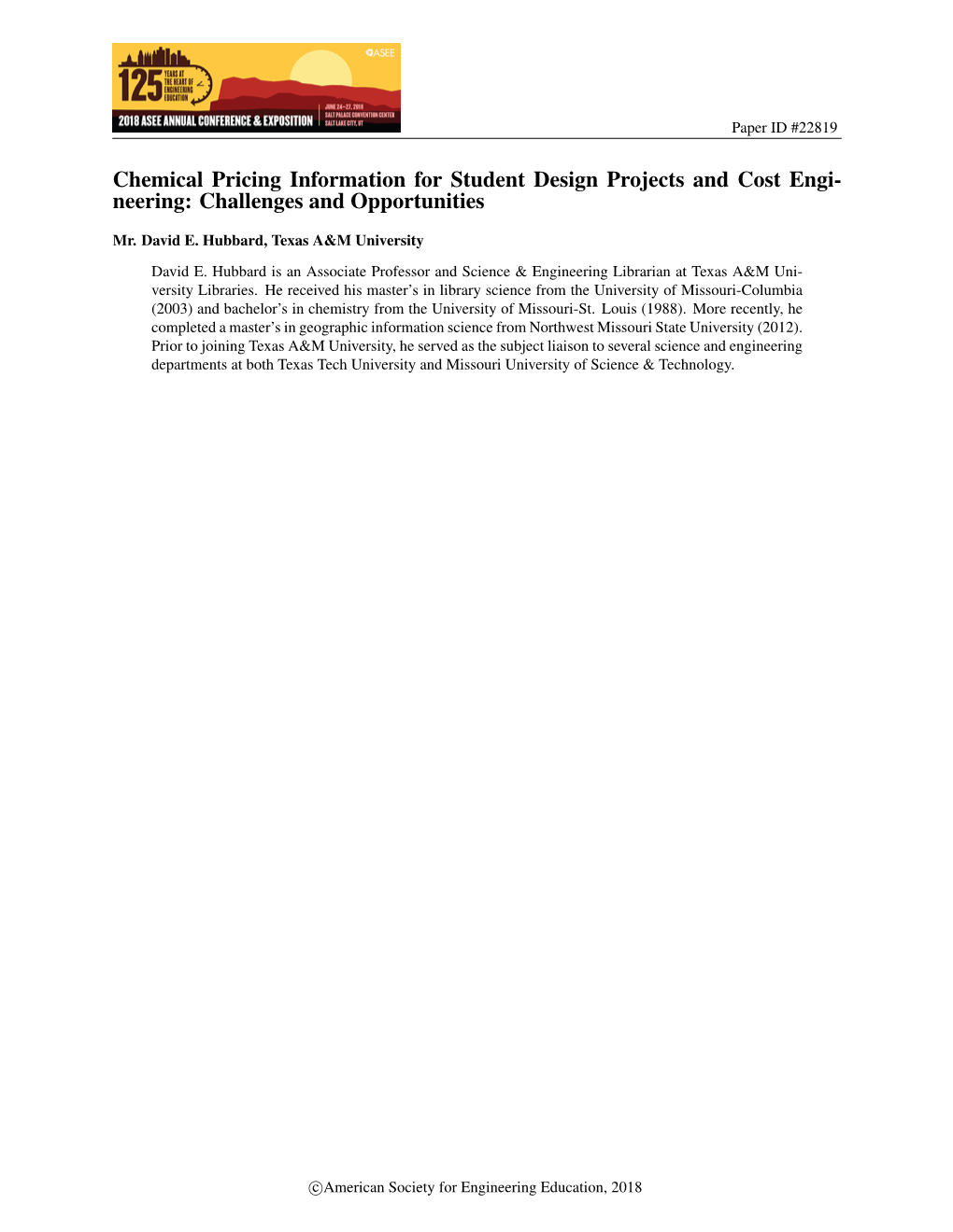 Chemical Pricing Information for Student Design Projects and Cost Engi- Neering: Challenges and Opportunities