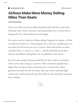 Airlinesmake More Moneyselling Milesthanseats