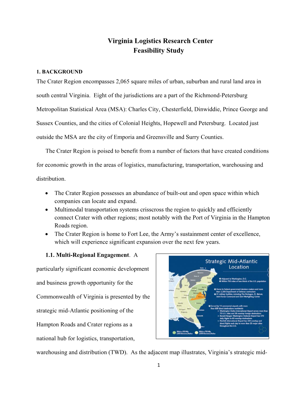 Virginia Logistics Research Center Feasibility Study