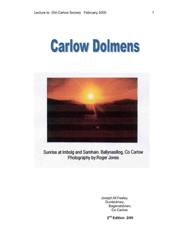 County Carlow Published by the OPW Was Our Main Reference Source