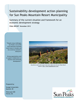 Sustainability Development Action Planning for Sun Peaks Mountain Resort Municipality