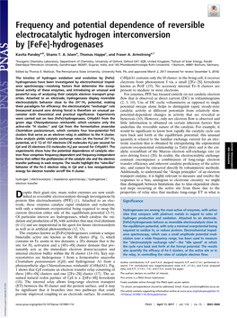 Frequency and Potential Dependence of Reversible Electrocatalytic Hydrogen Interconversion by [Fefe]-Hydrogenases