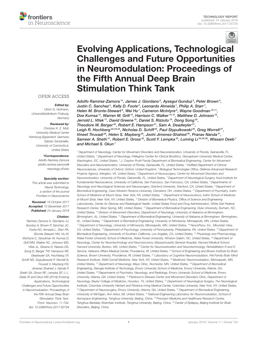 Proceedings of the Fifth Annual Deep Brain Stimulation Think Tank